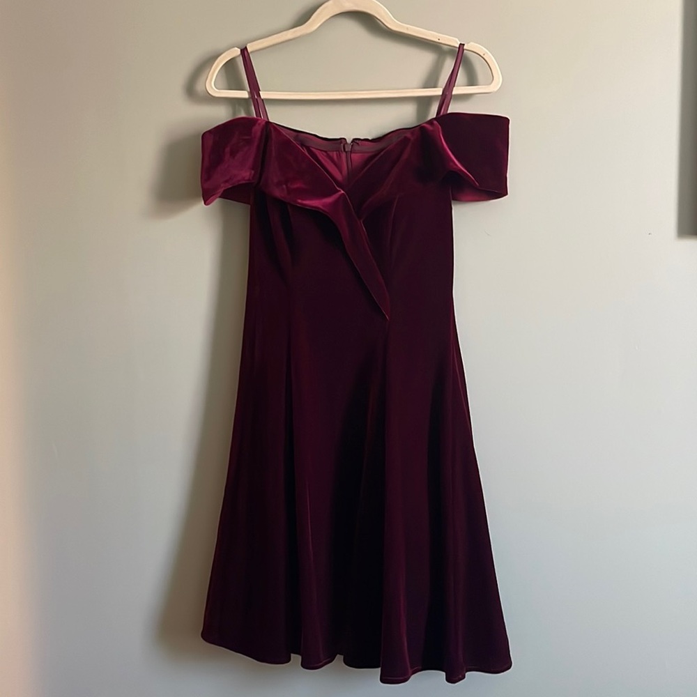 Short red velvet dress